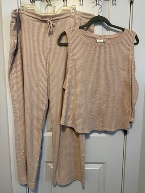 Soma Ribbed Two-Piece Sleep Set in Blush